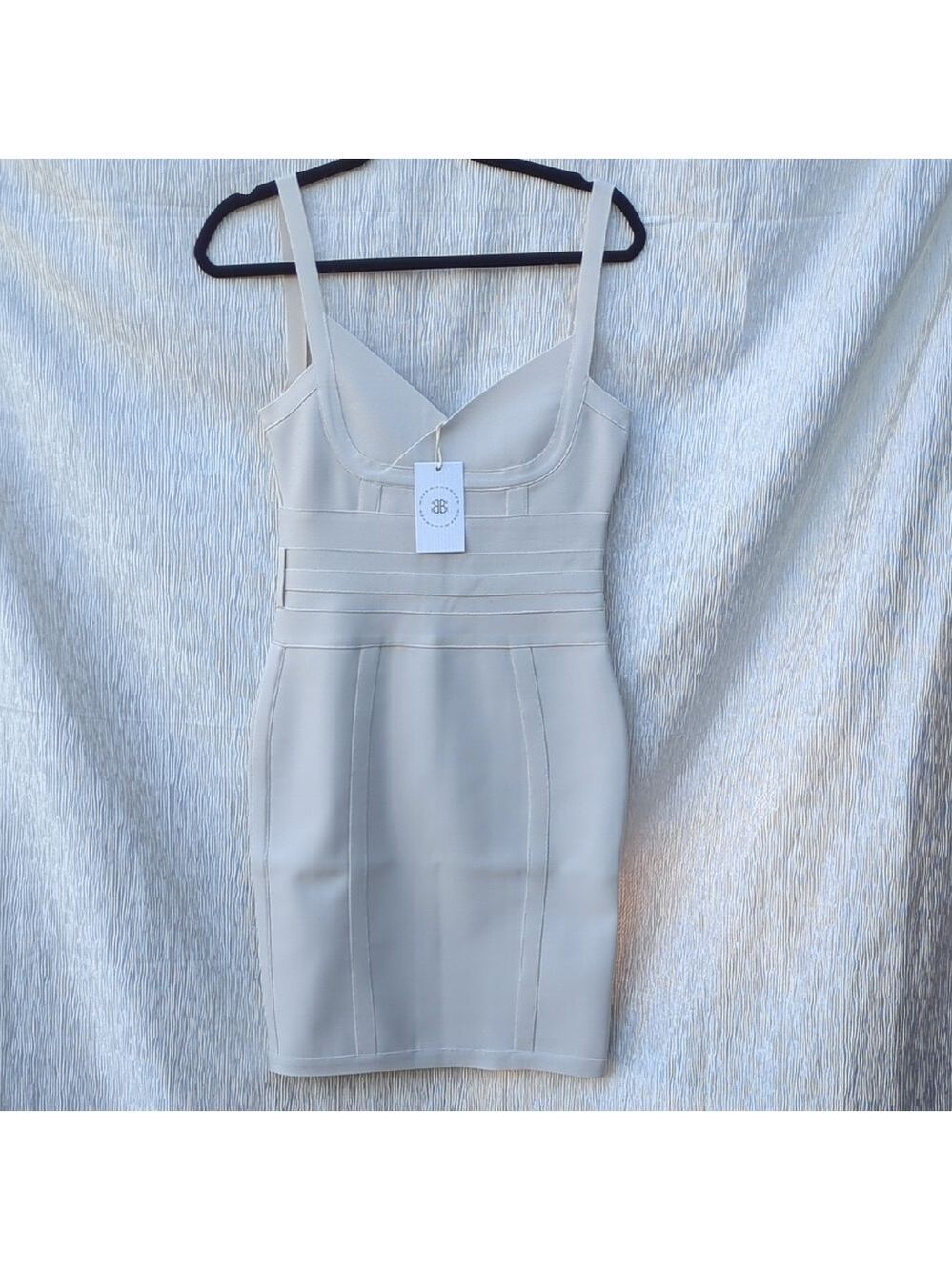 Bella Barnett Cut Out Bodycon Evening Dress Beige Large - Picture 4 of 14